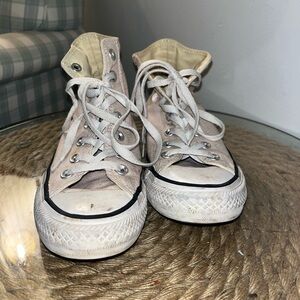 Converse Women's Pink and White High-Top Sneakers